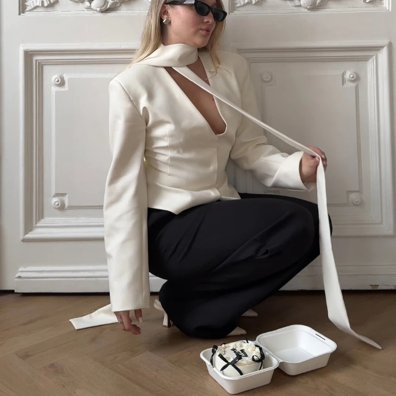 Womens Vneck Ribbon Cardigan Striped Print Long Sleeve Shirt Buttons Elegant Office Lady Top Blousers Outwear Blazer Woman 250731