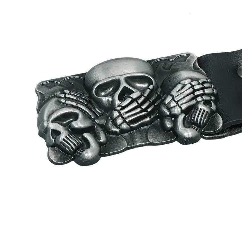 Punk Belt Unisex Fashion Personality Trend All-match Jeans Accessories Black Skull Metal Buckle PU Girdle Retro Y2K Waistband XJ250801