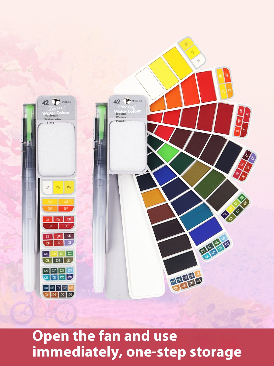 Shupu Folding Fan-shaped Solid Watercolor Paintbrush Set