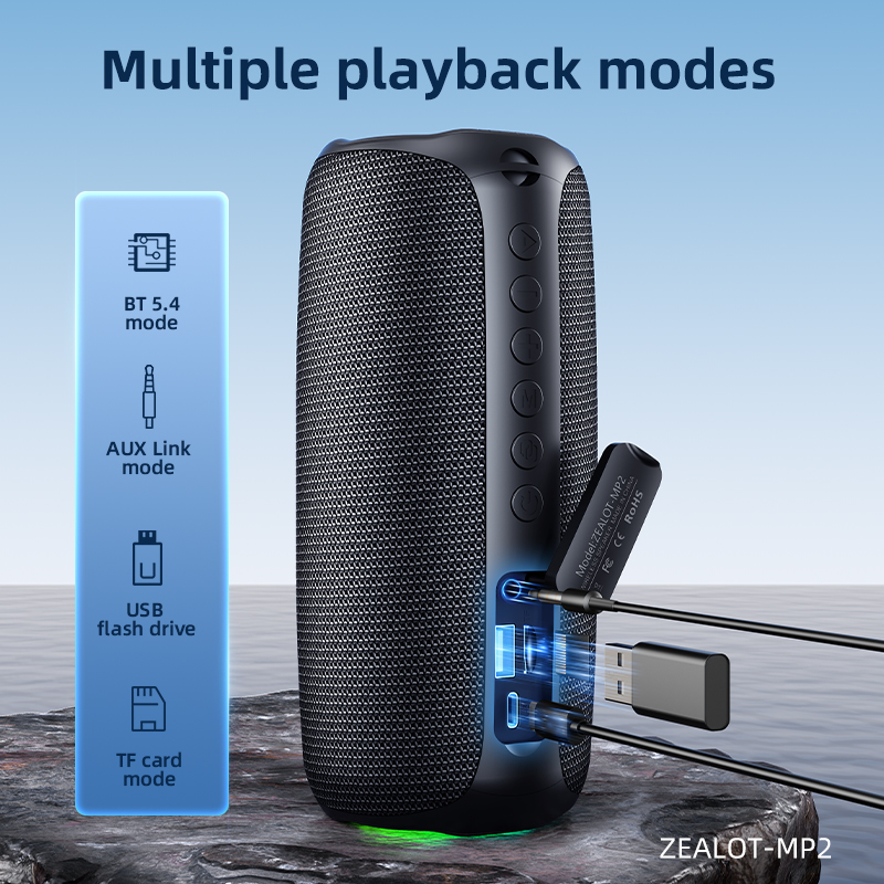 MP2 Outdoor Portable & Home Bluetooth Speaker Multi-Functional IPX5 Waterproof Bluetooth Speaker For Indoor/Outdoor Use.