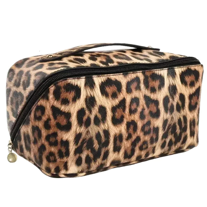 PU Leopard Print Pillow Makeup Bag Large Capacity Cosmetic Storage Bag Portable Travel Toiletry Bag 250731