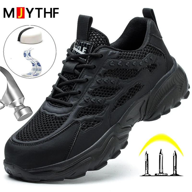 Breathable Mesh Safety Shoes Men White Protective Shoes For Men Women Work Sneakers Summer Lightweight Indestructible Shoes 250731