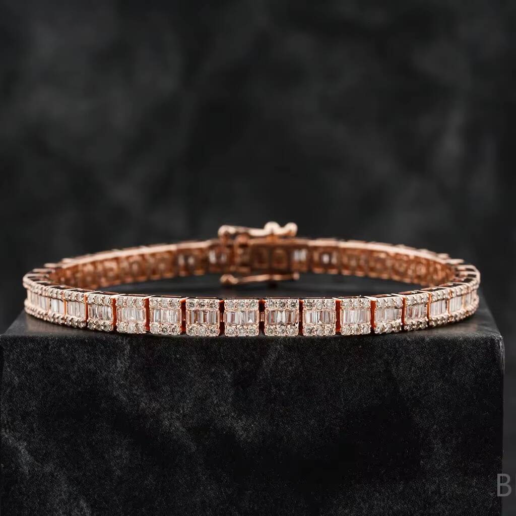 New Design Iced Out Natural Jewelry Two Row VVS Natural Cuban Link Chain Bracelet for Sale From India