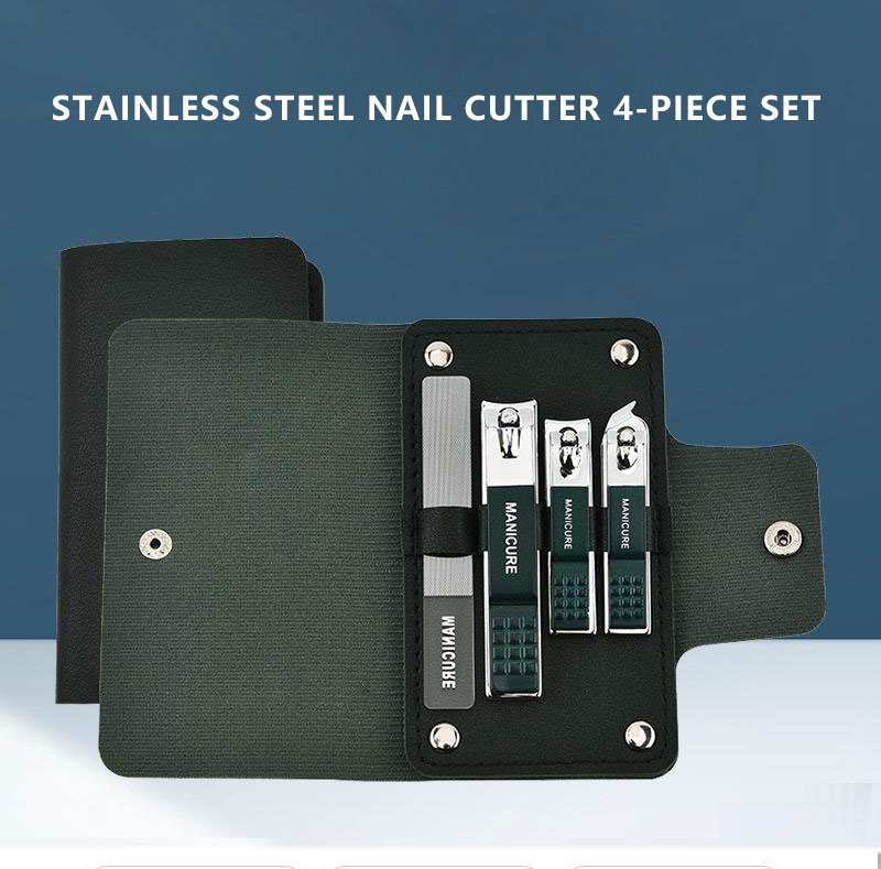 Elegant Multi-functional Manicure Kit: Expertly Crafted Toolset Inside a Stylish Leather Holder