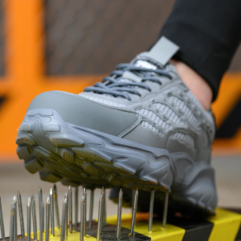 Breathable Mesh Safety Shoes Men White Protective Shoes For Men Women Work Sneakers Summer Lightweight Indestructible Shoes 250731