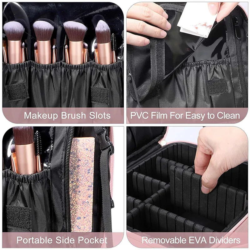 Waterproof PU Leather Cosmetic Bag Professional Large Capacity Storage Make up Handbag Case Travel Toiletry Makeup bag For Women 250731