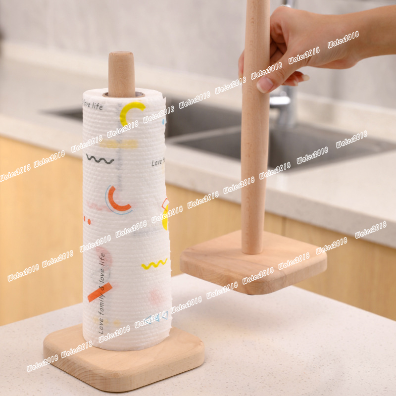 Household Beech Wood Paper Roll Holder Kitchen Paper Towel Holder Holder Cupboard Vertical