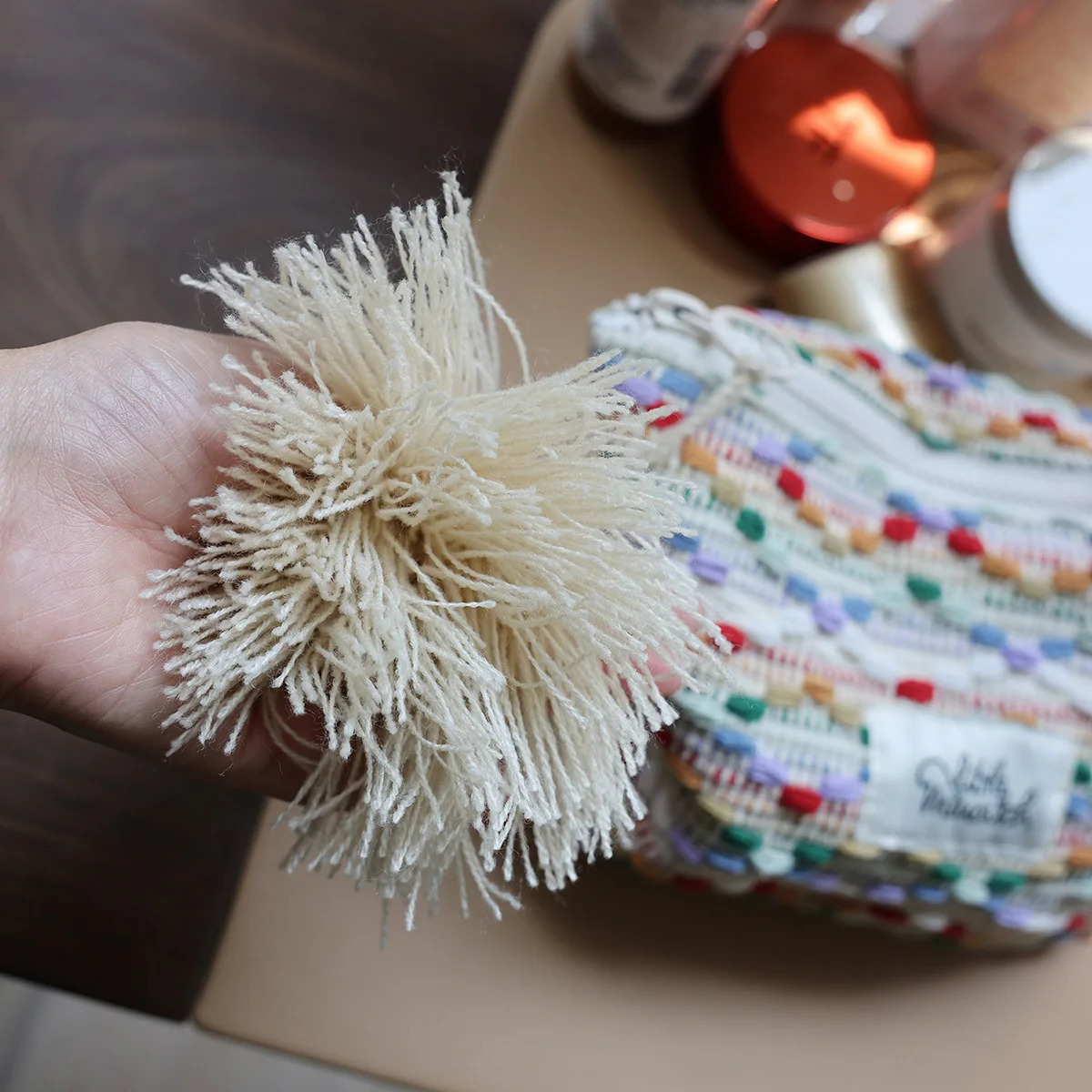 Rainbow Jelly Bean Style Makeup Bag Letter Printed Decorated Fashionable Cosmetic Storage Bag 250731