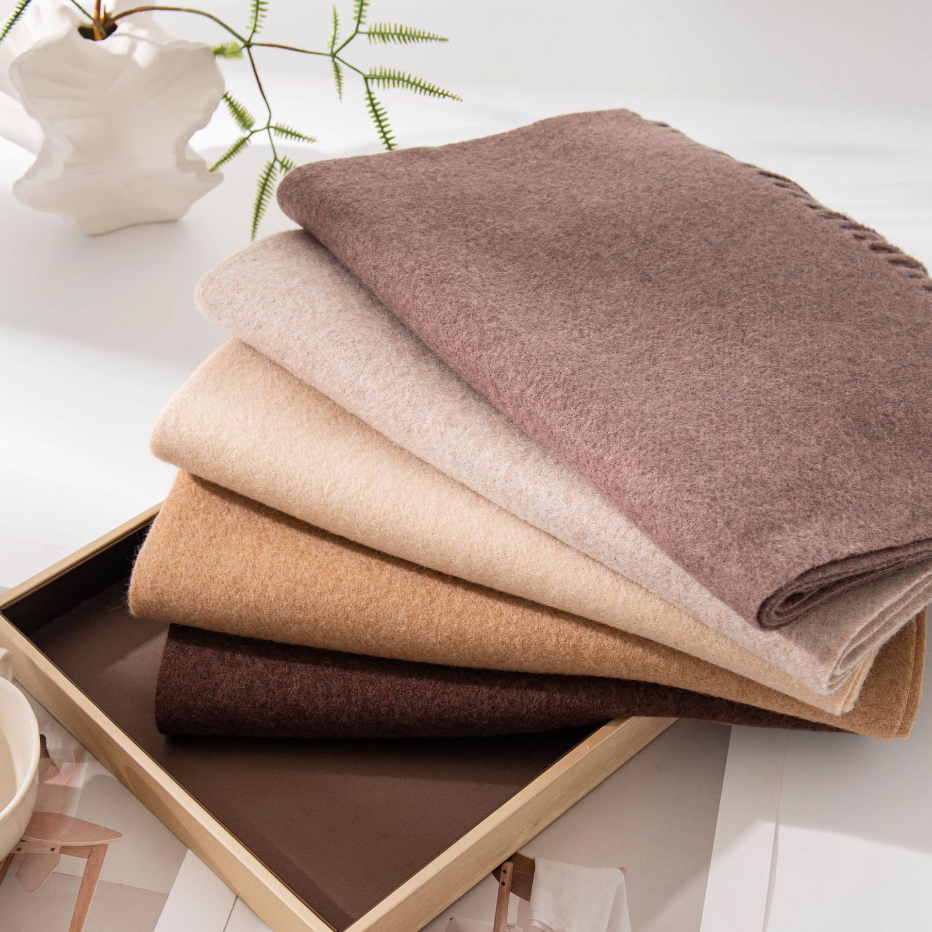 K1544 Cashmere scarf with wool tassel scarf for men and women, all-match solid color, fashionable commuting, warm neck scarf shawl