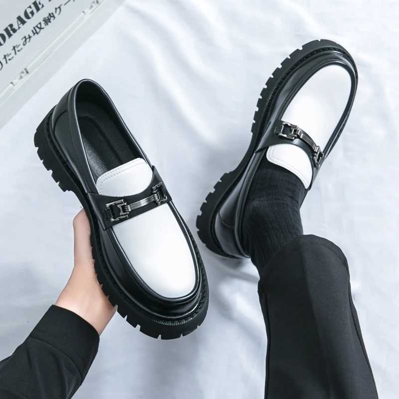 Luxury Men Thick Bottom Loafers Slip Leather Shoes Black Casual Business Dress Shoes for Men Wedding Party Office Shoes XJ250801
