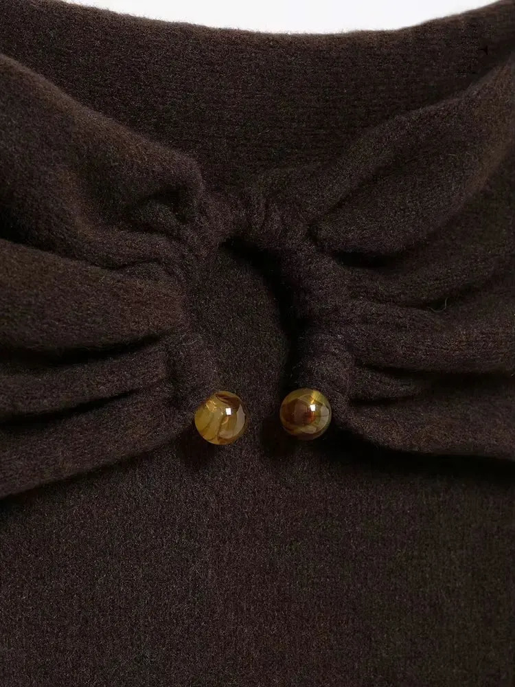 TRZA Womens OfftheShoulder Knit Sweater Straight Neck Long Sleeve Pullover Fashion Washer Appliques Chic Tops 250731