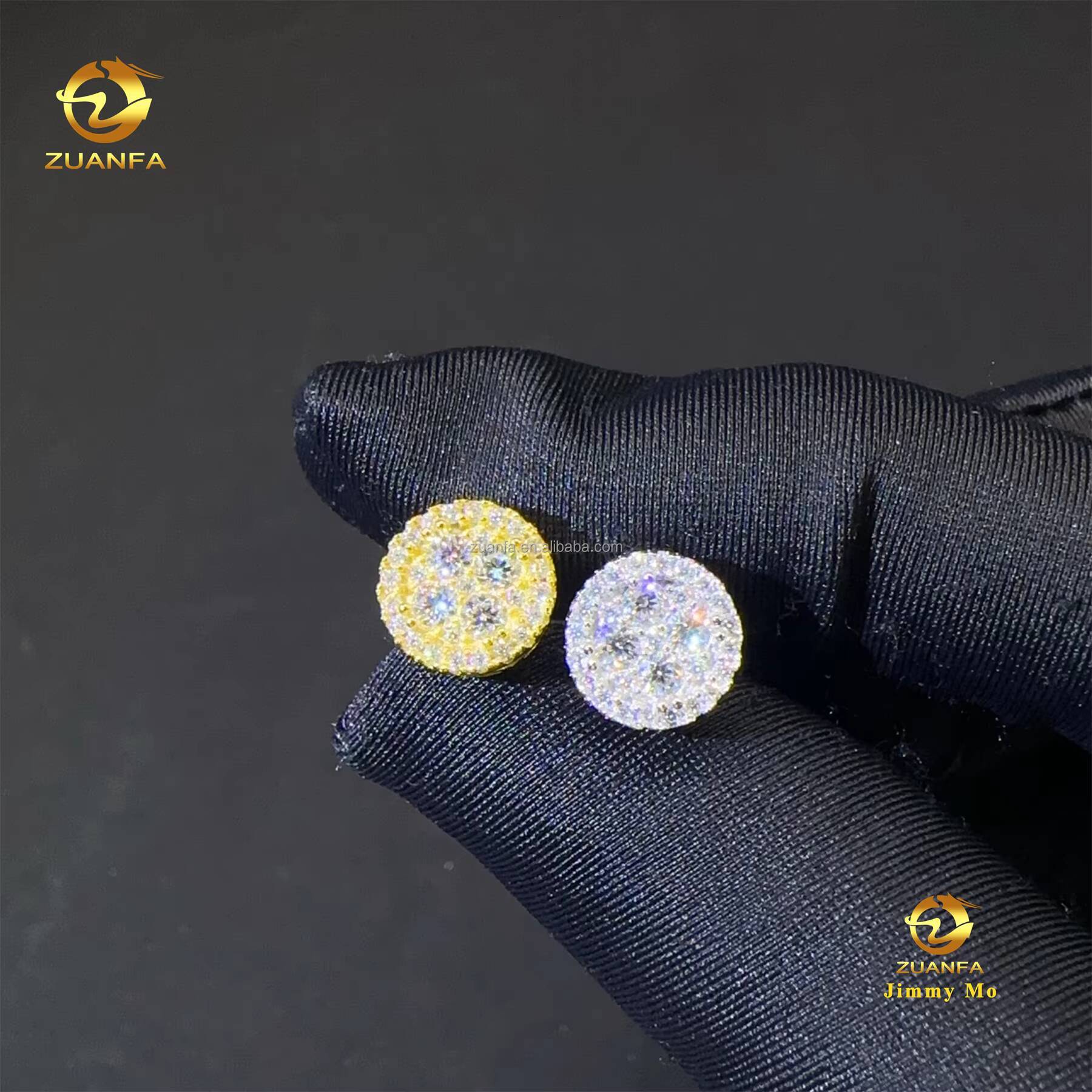 Best Selling Fashion Style Drop Shining Hip Hop Style 925 Silver Iced Out VVS1 Moissanite Diamond Stud Earrings Man Gift
