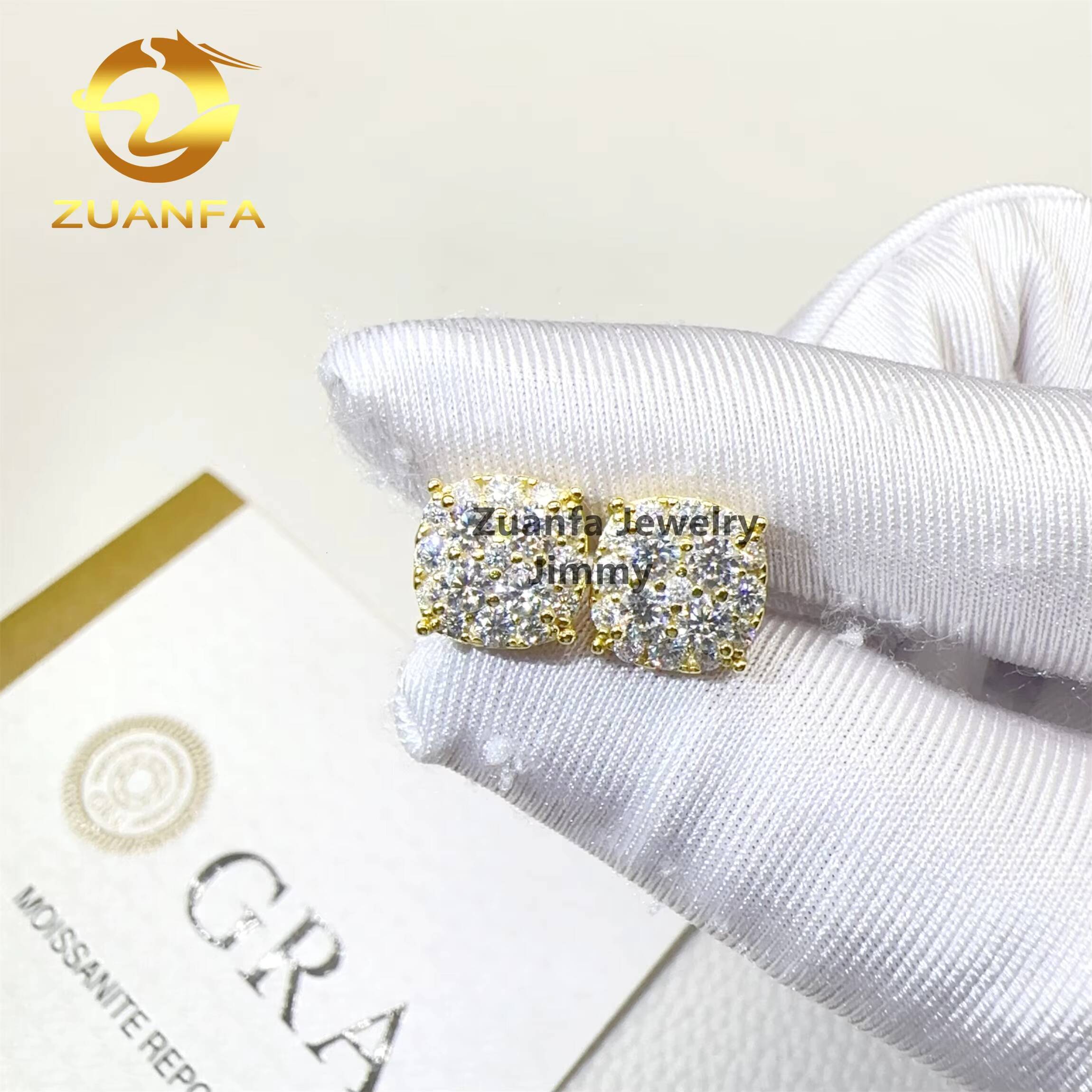 Fashion Earrings Jewelry Pass Diamond Tester Iced Out 925 Silver Flawless Moissanite Diamond Hip Hop Stud Earrings Man