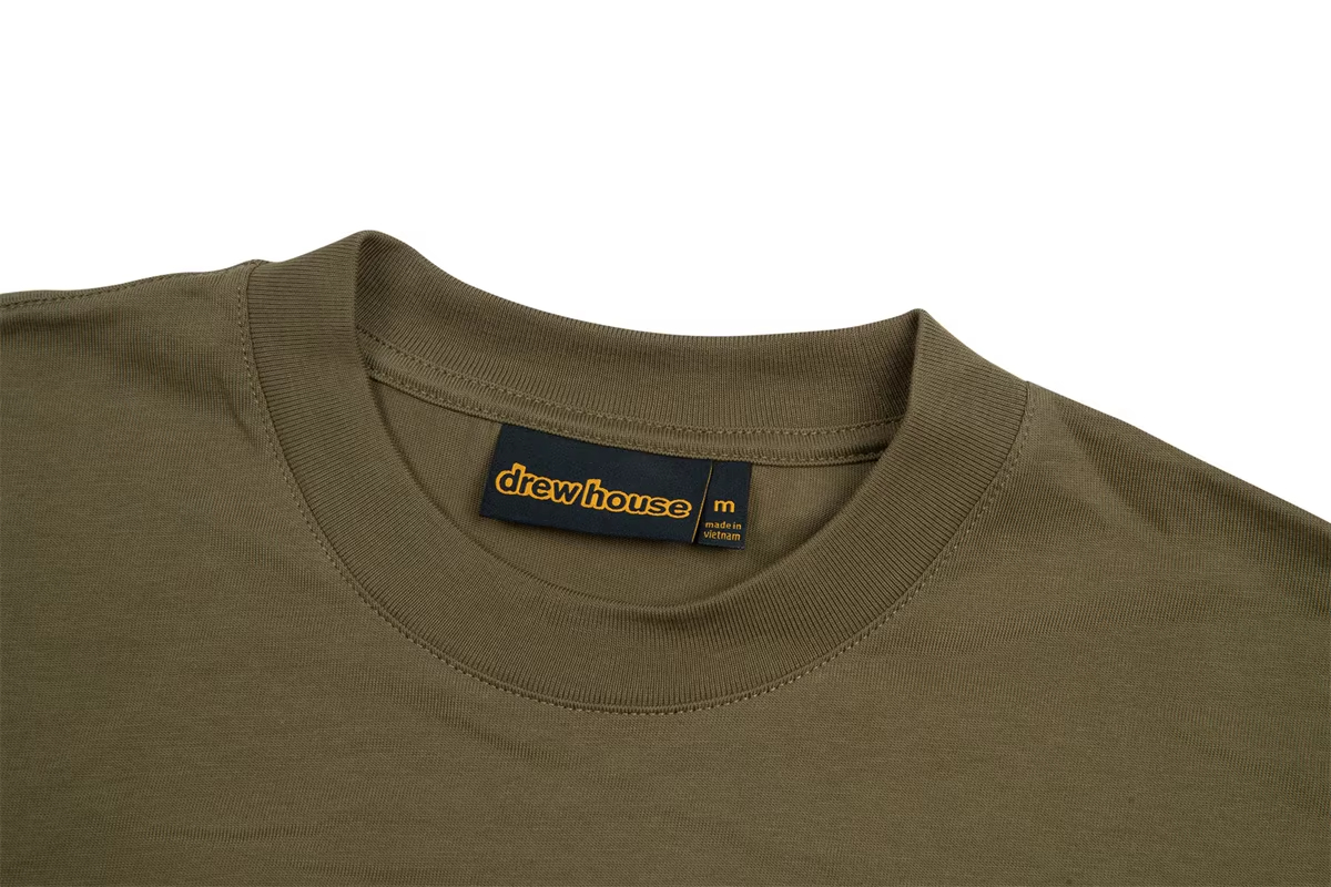 DREW HOUSE Hot Sale Olive green letters print logo T shirt men's and women's printed loose short sleeve T-shirt