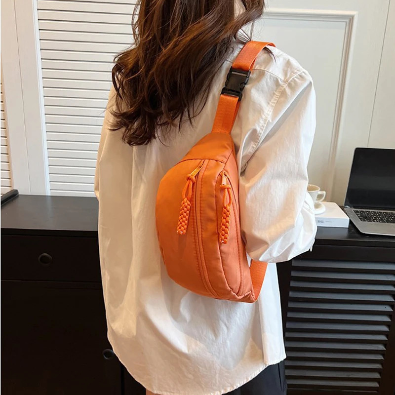 Canvas Chest Bag for Women Sling Crossbody Waist Pack Canvas Running Waist Casual Fanny Packs Sport Half Moon Belt Bag 250731