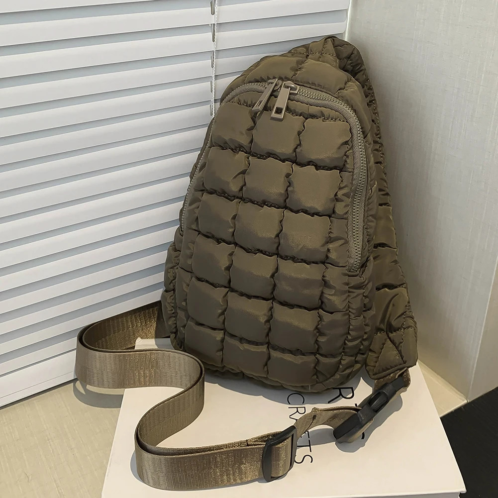 Women Quilted Chest Bag Puffer Crossbody Sling Bag Adjustable Strap Simple Shoulder Bag Casual Waist Pack Outdoor Travel Bag 250731
