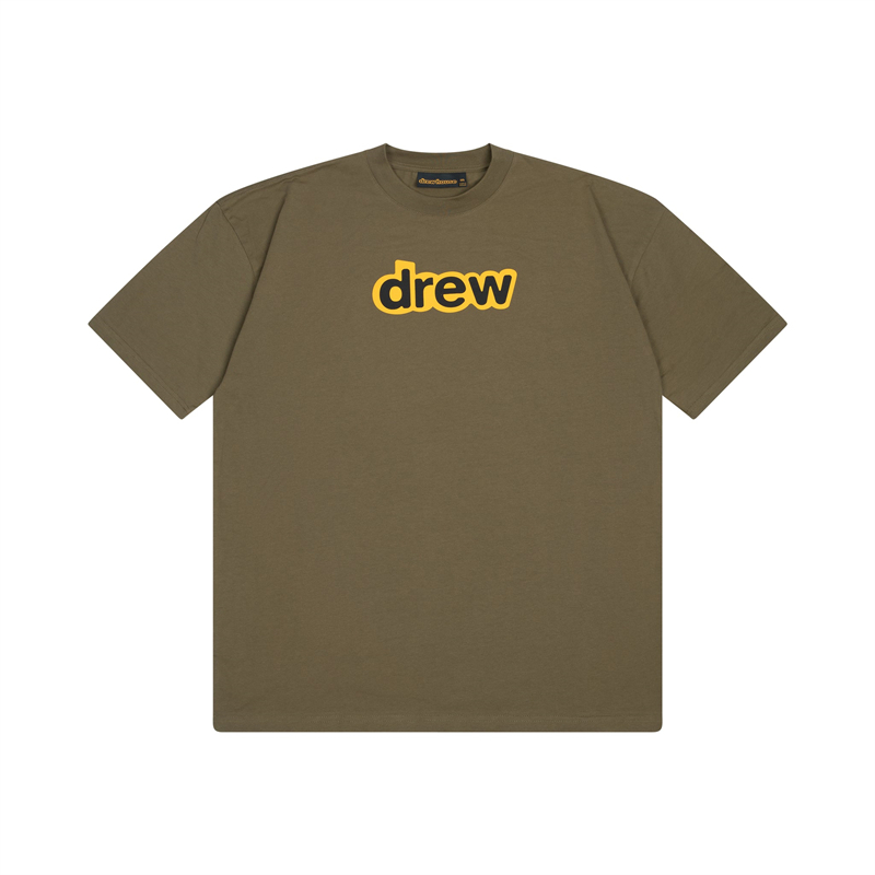 DREW HOUSE Hot Sale Olive green letters print logo T shirt men's and women's printed loose short sleeve T-shirt