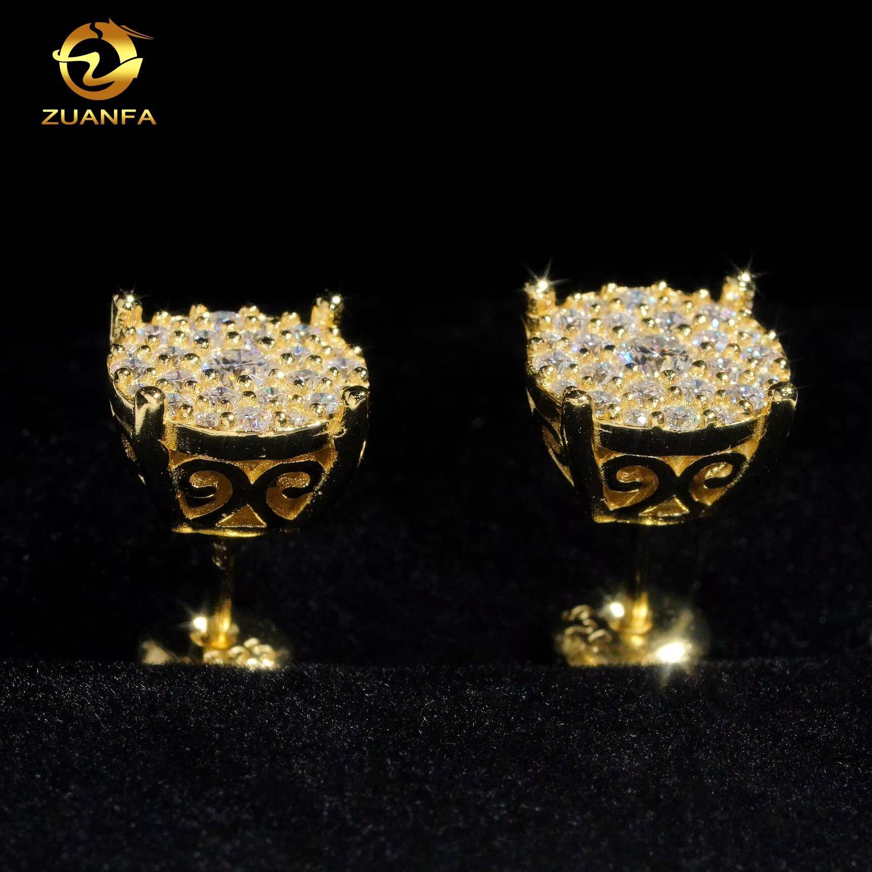 IGI Certified Fashion Halo Design Earring Cluster Lab Grown 925 Sterling Silver Iced Out Lab Diamond Screw Back Earrings