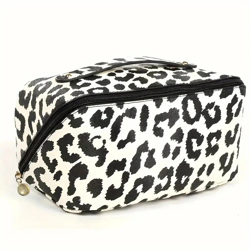 PU Leopard Print Pillow Makeup Bag Large Capacity Cosmetic Storage Bag Portable Travel Toiletry Bag 250731