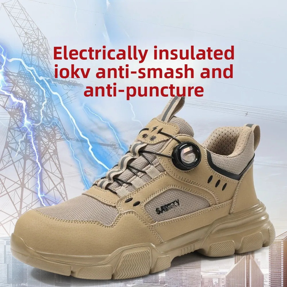 Summer Smart Buckle Labor Insurance Shoes Mens Insulation 10KV Electrical Shoes Anti-piercing and Smashing Safety Shoes 250731