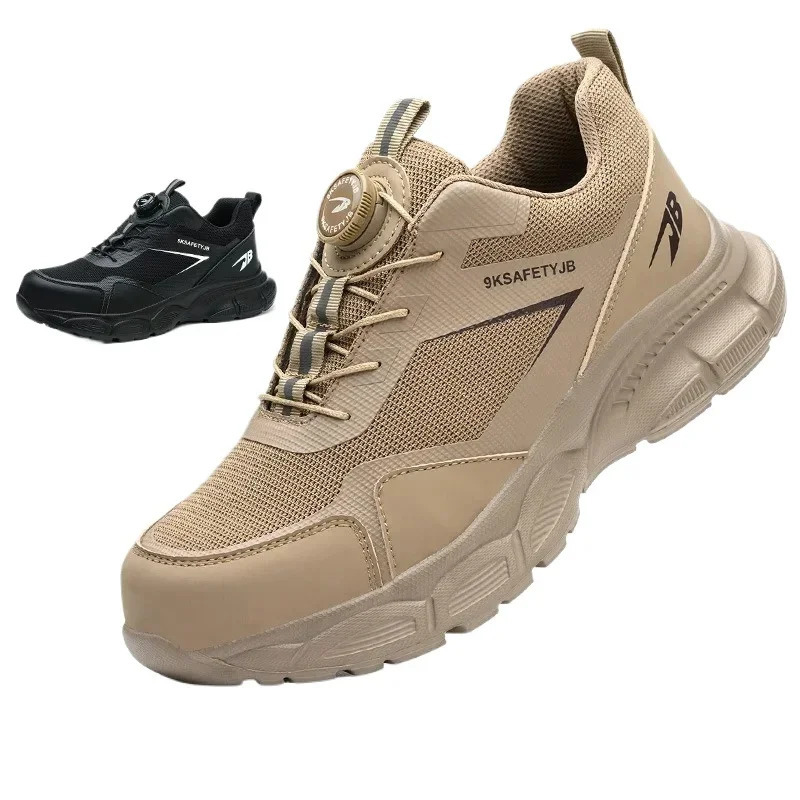 Steel Toe Anti Smashing and Anti Piercing Tactical Boots for Men Lightweight Mens Safety Shoes Button Elastic Protective Shoes 250731