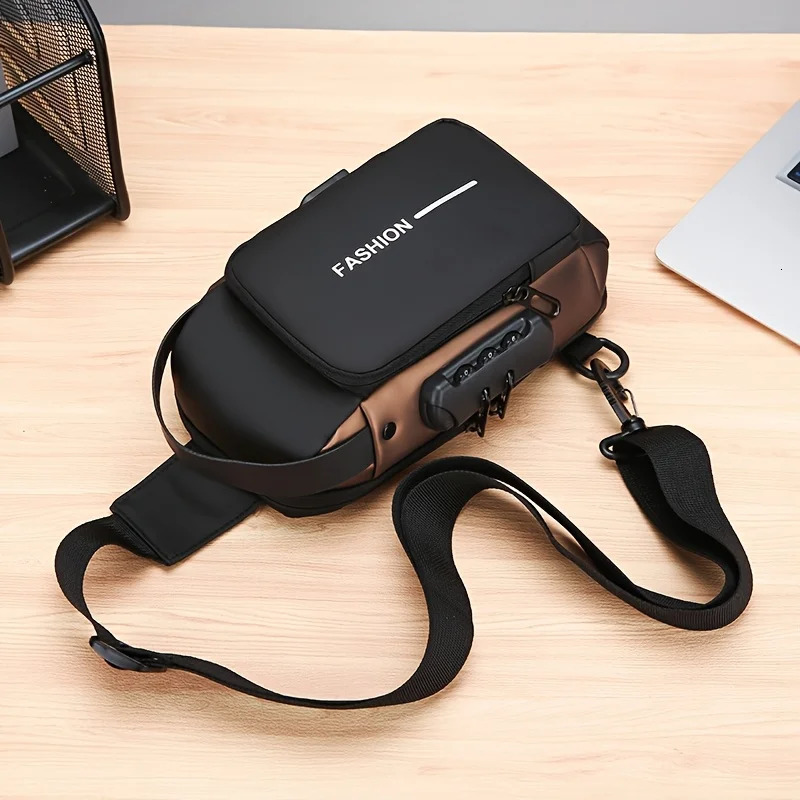 Stylish Mens Sling Bag Durable Oxford Fabric Crossbody Chest Pack with Phone Pocket Zip Closure for Daily Commute Blue Black 250731