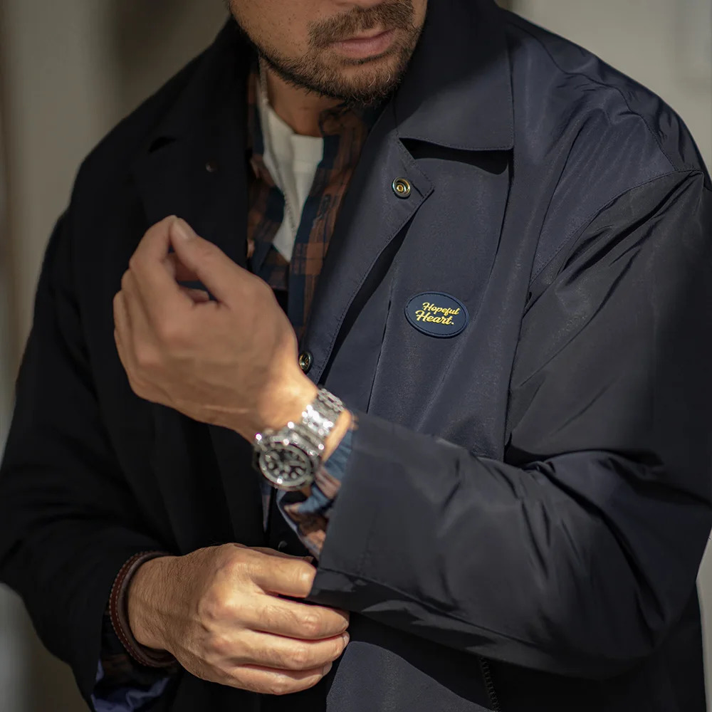 Maden Mens Vintage Balmacaan Waterproof Windbreaker Coat SingleBreasted MidLength Classic Collar Jacket for Spring and Autumn 250729