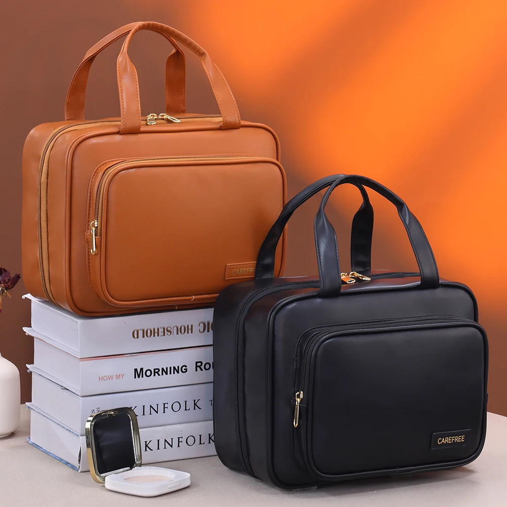 Large Capacity Cosmetic Bag Makeup Toiletries Organizer PU Leather Portable Travel Toiletry Pouch Women Cosmetic Storage Bag 250731