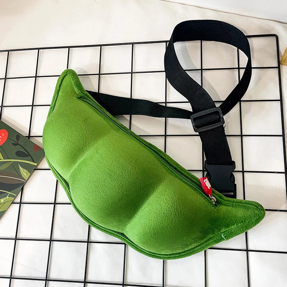 Women Fanny Pack Green Funny Edamame Waist Bag Plush Beach Travel Banana Hip Bum Zip Chest Bags Female Belt Bag For Girls 250731