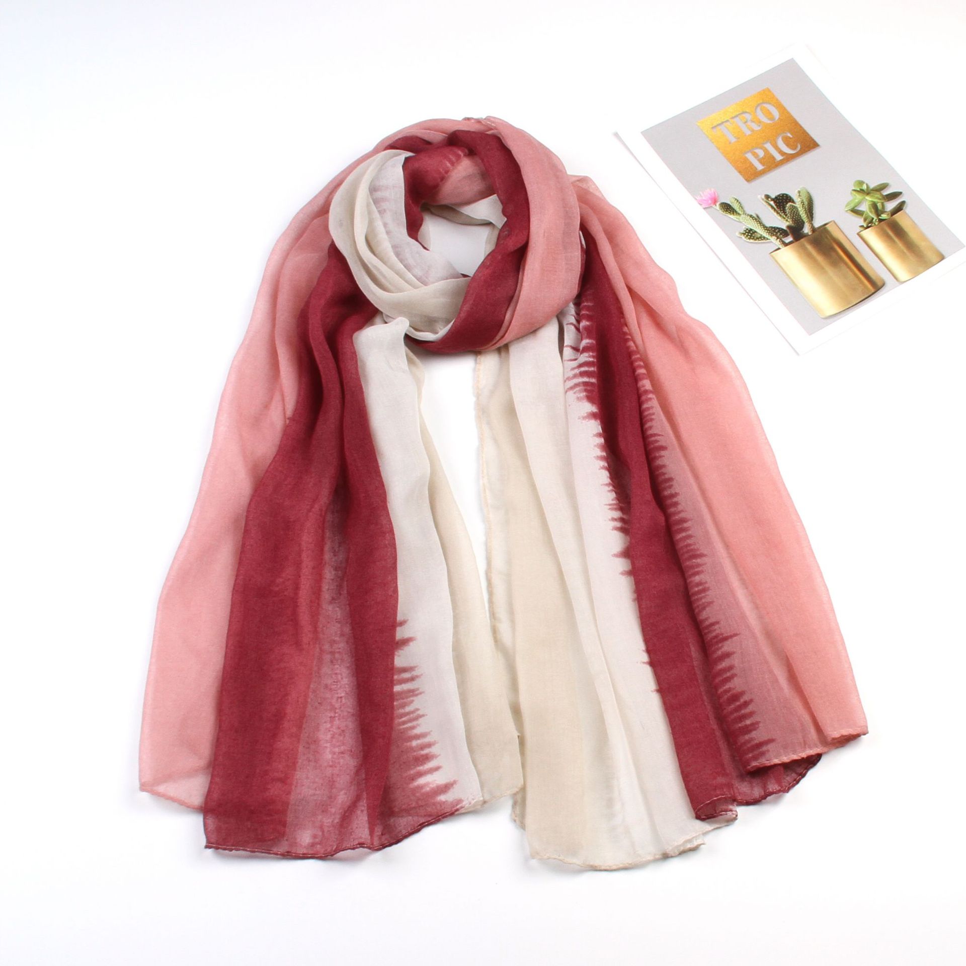 K1542 Cross-border simple gradient scarf color Georgette scarf women's splicing color long scarf thin sun protection shawl
