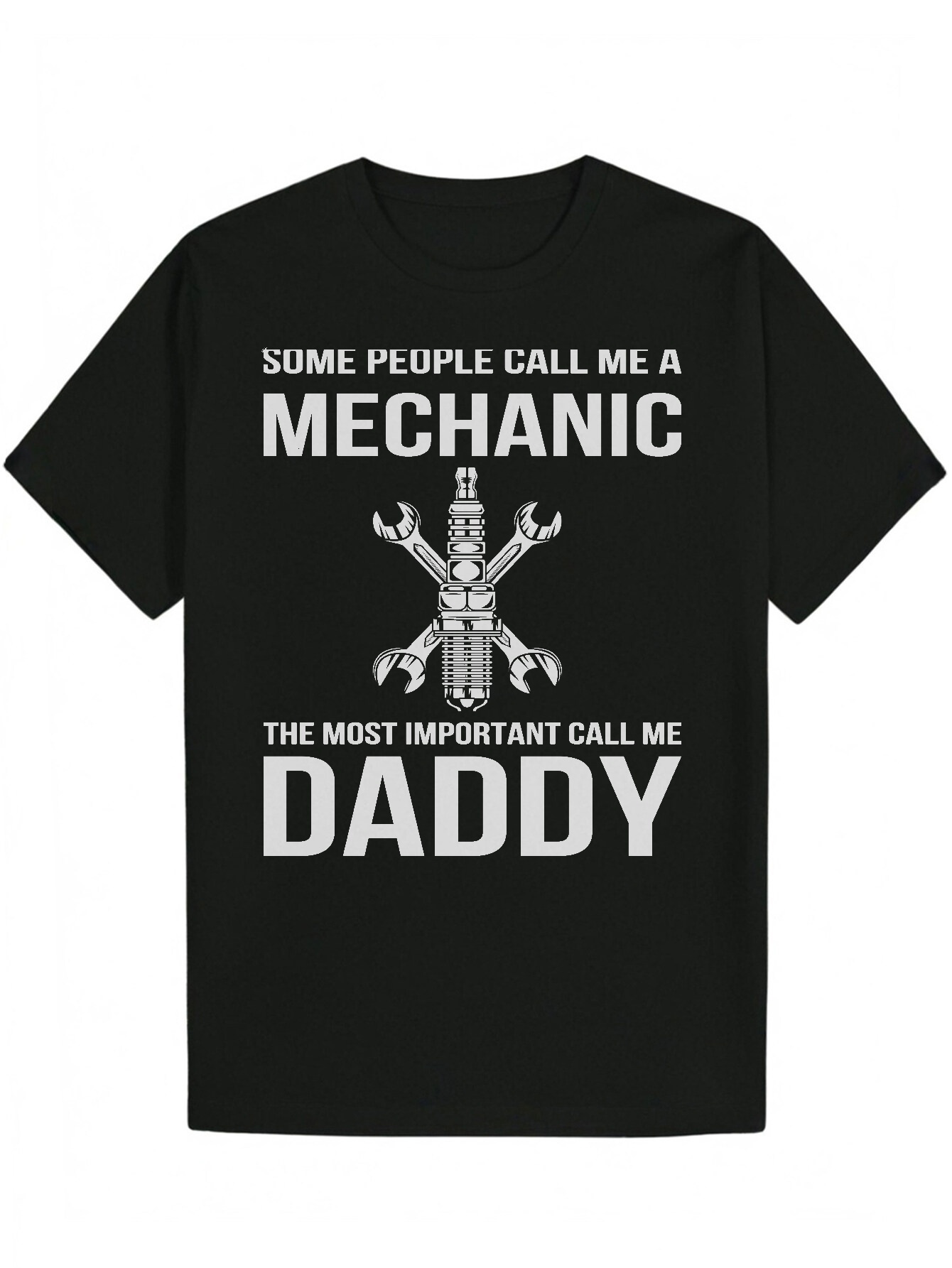 Summer Polyester Crew Neck, with "Some People Call Me Mechanic" Graphic Design, Regular Fit, Men's Short Sleeve T-Shirt, Perfect for Ca