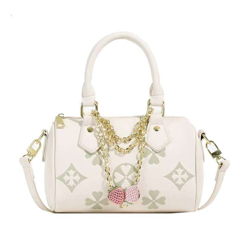 DHessentials Women's Boston Bag Full Matching Leather Crossbody Pillow, Equipped with Polyurethane Lining and Chain Decoration, Suitable for Comm