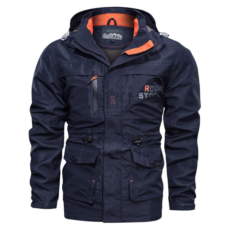 Men's mid-length casual outdoor hooded plus size jacket jacket winter jacket