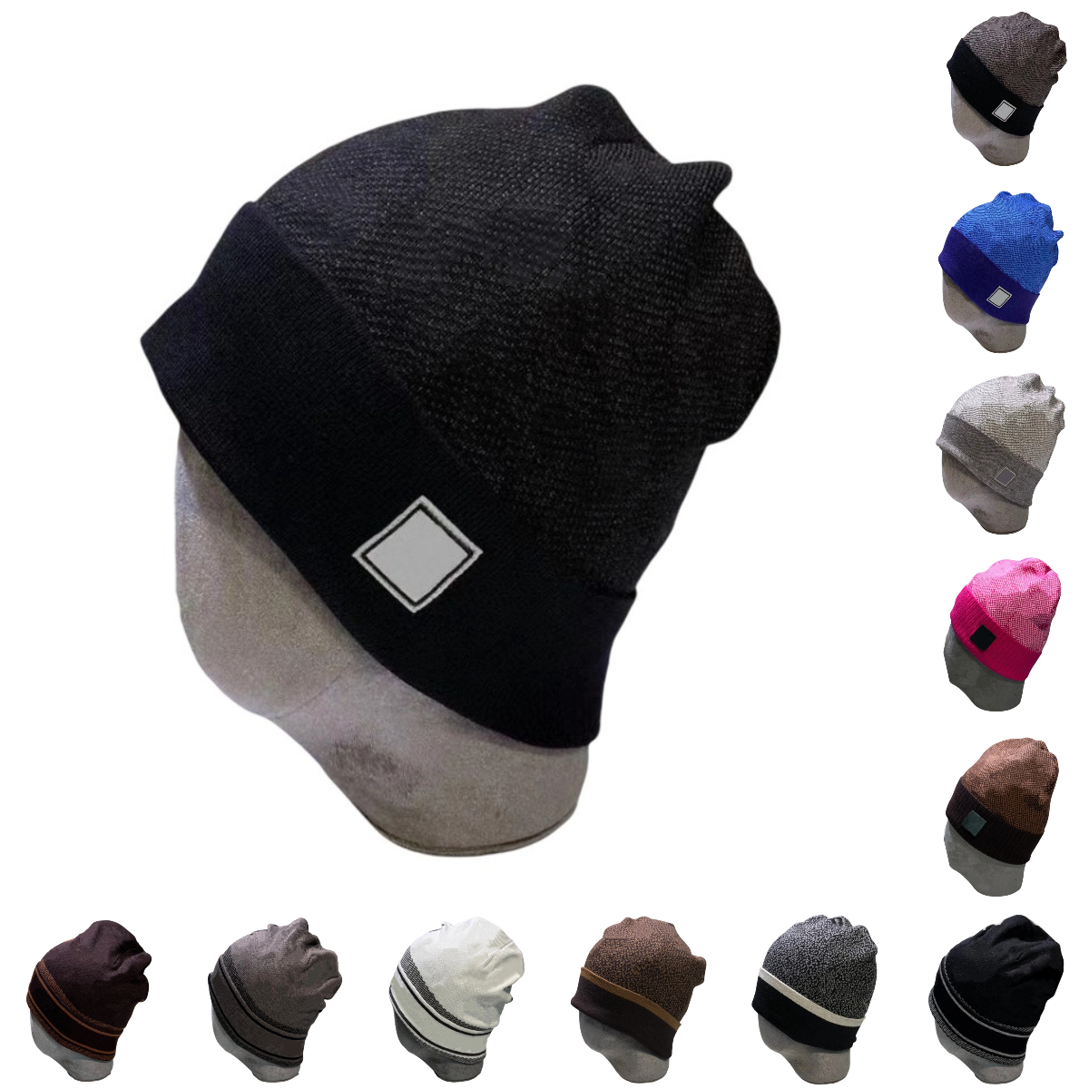 Wholesales Discount Resales Box Mens Beanie Checked Knitted Hat Designer Bonnet Women Classic Brand Winter Hat Fall Thermal Skull Cap Casual Travel Luxury Beanies