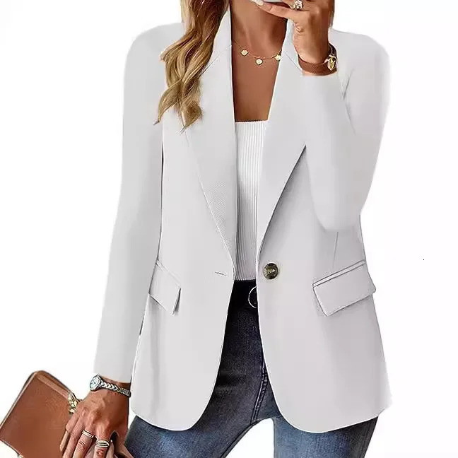 Autumn Long Sleeve Solid Color Cardigan Blazer Women 250731