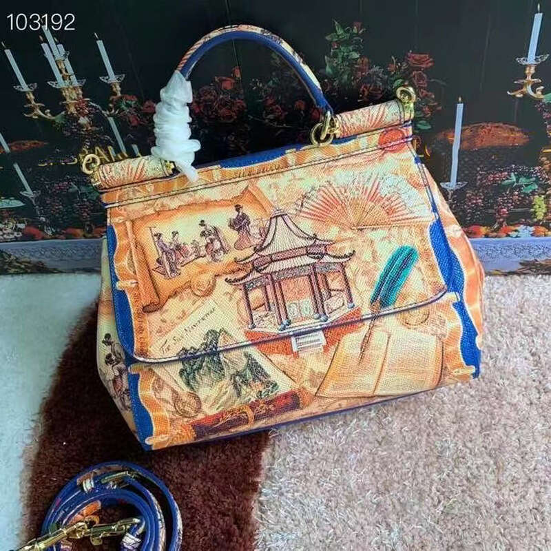 Genuine Leather Printed High-end Women's Bag Sicily Single Shoulder Crossbody Handbag Fashionable Satchel