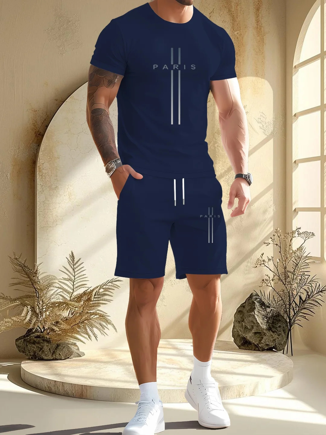 Summer Mens Tracksuit Printing Short Sleeve Shirt Shorts Set for Men Casual Streetwear 2piece Suit 250724