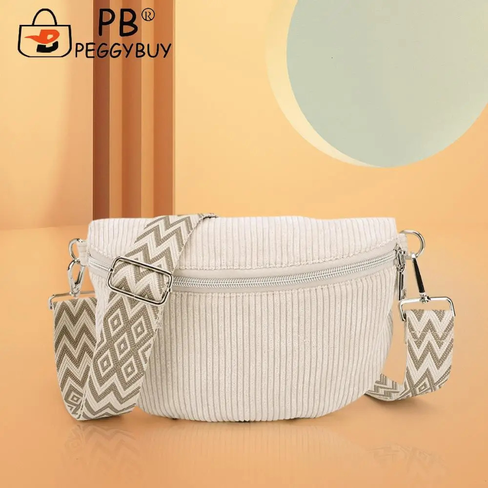 Bum Bag Corduroy Solid Shoulder Bag for Men Women with Adjustable Wide Strap Handbag Zipper Fanny Pack for Travel Workout 250731