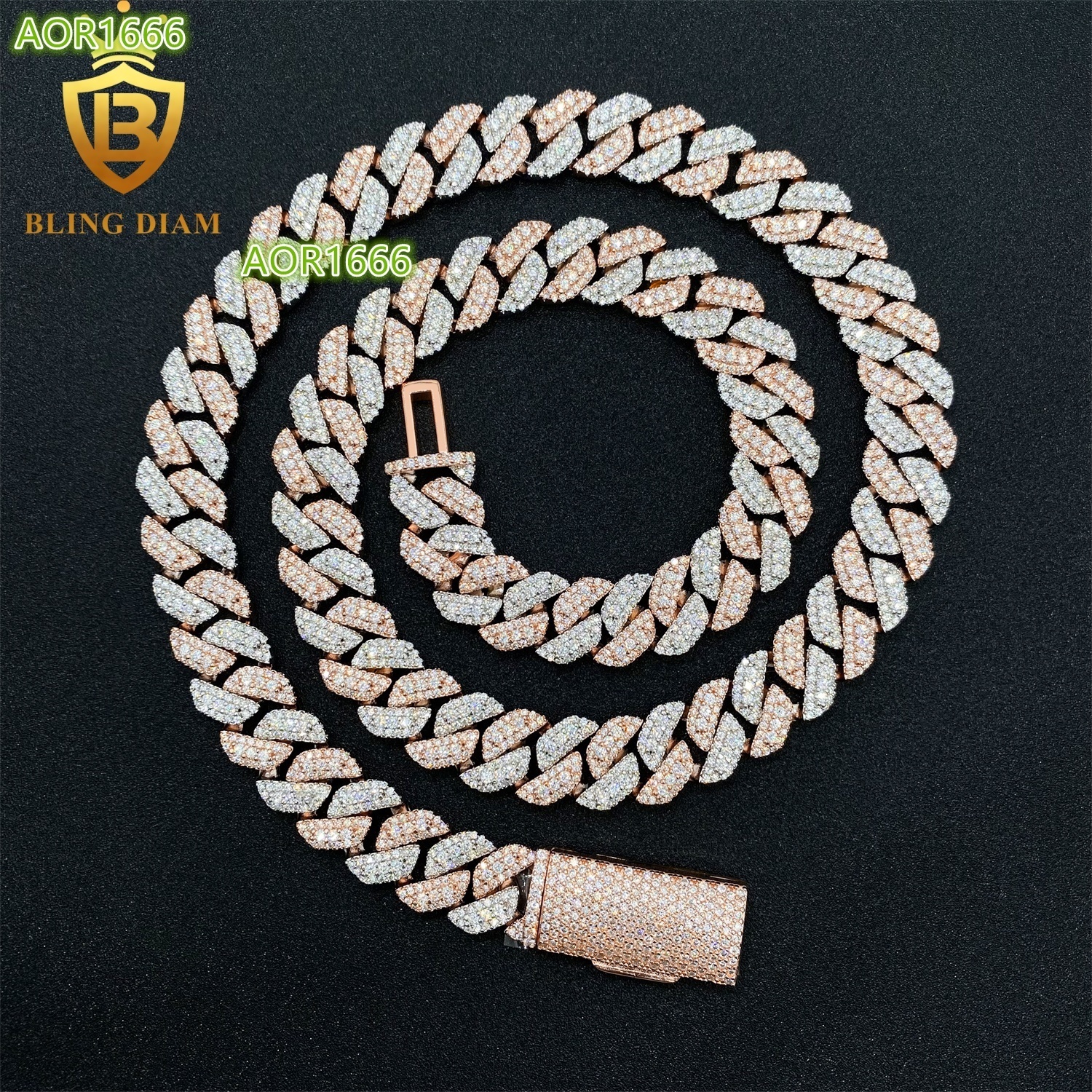 Custom 13mm Moissanite Cuban Chain Necklace Bracelet for Women VVS Diamond 925 Silver Hip Hop Ice Out Chain