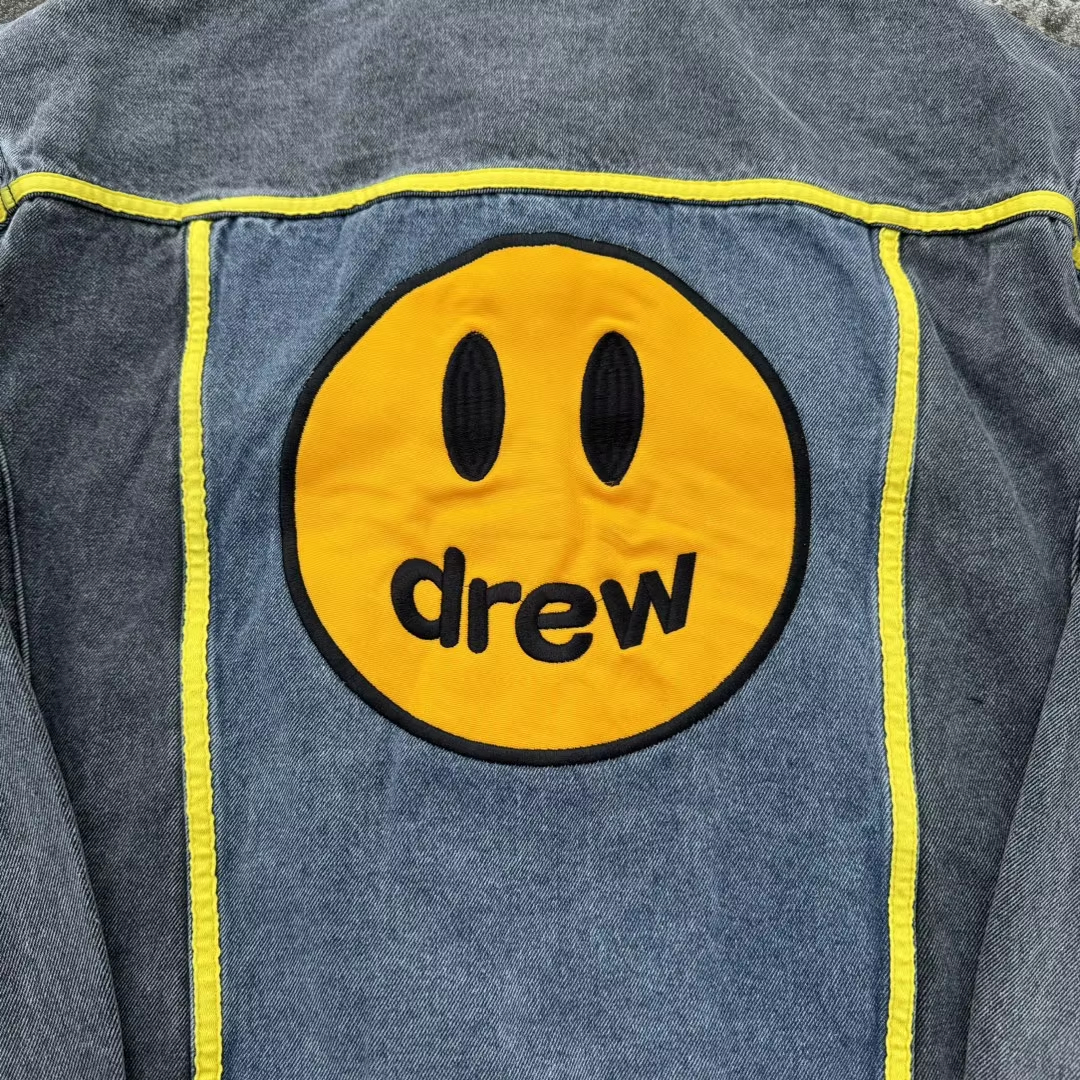 DREW HOUSE autumn and winter designer American Outside the denim with black and blue patchwork embroidered letters