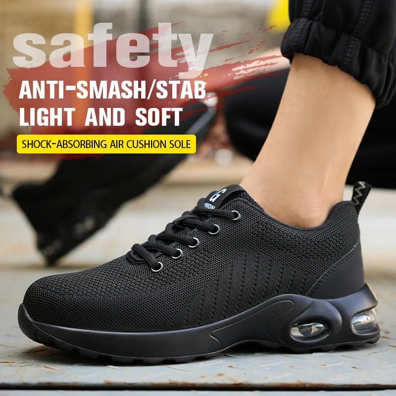 Steel Toe Safety Shoes Men Summer Air Cushion Work Safety Shoes Unisex Breathable CE Discount Safety Boots for Outdoor Workers 250731