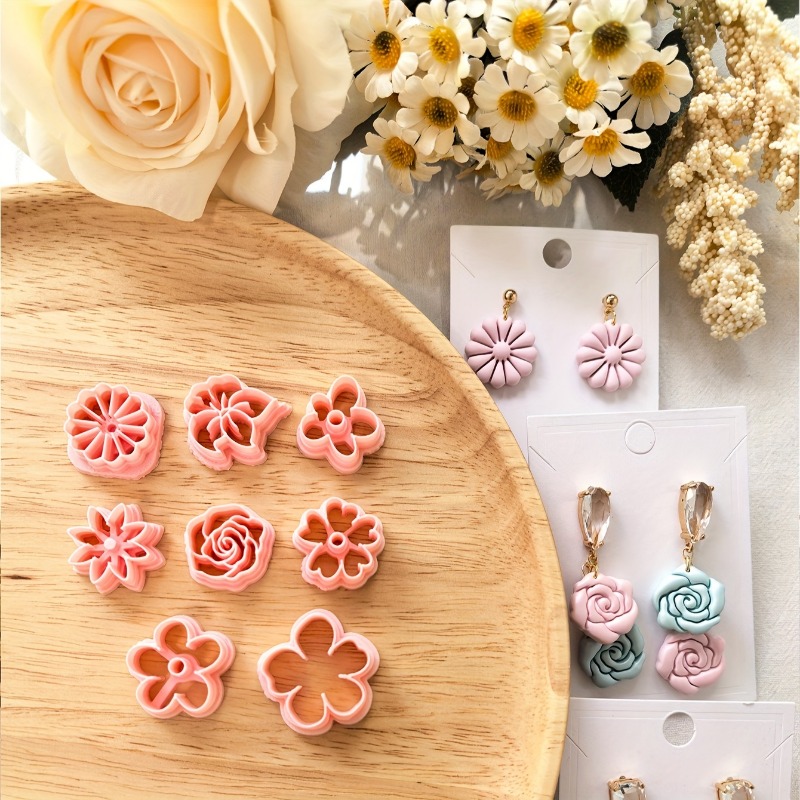 Floral Polymer Clay Cutters Set, Boho Floral Clay Cutters Kit, Petal Shaped Plastic Mini Clay Punch Tools for DIY Jewelry,Wreath Crafting - Polymer Cl