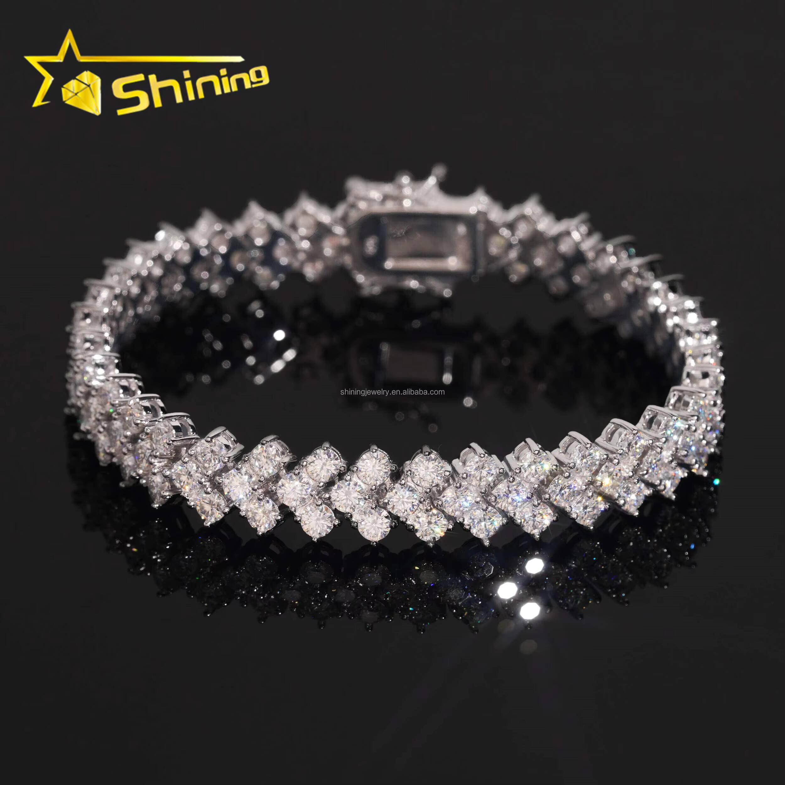 New Design Elegant Women Jewelry S925 Solid Silver Hip Hop Jewelry VVS1 Moissanite Diamond GRA Certificate Tennis Bracelet