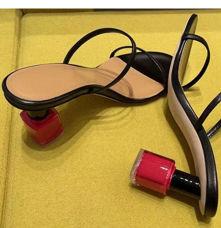 Fashion Design hot Strange Open Toe Narrow Band Solid Color Women Sandals rose Heels Slip On New Trend Western Sexy Party Shoes