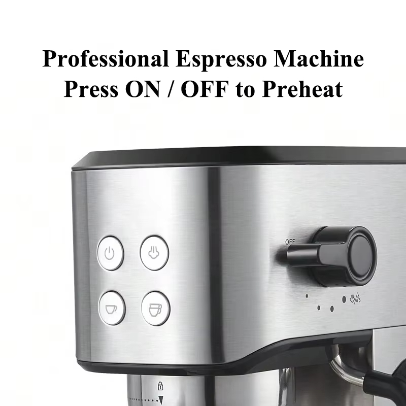 electric Italian espresso coffee maker machine 1350W coffee machine for office and house auto milk frother stainless steel for latte and cappuccino
