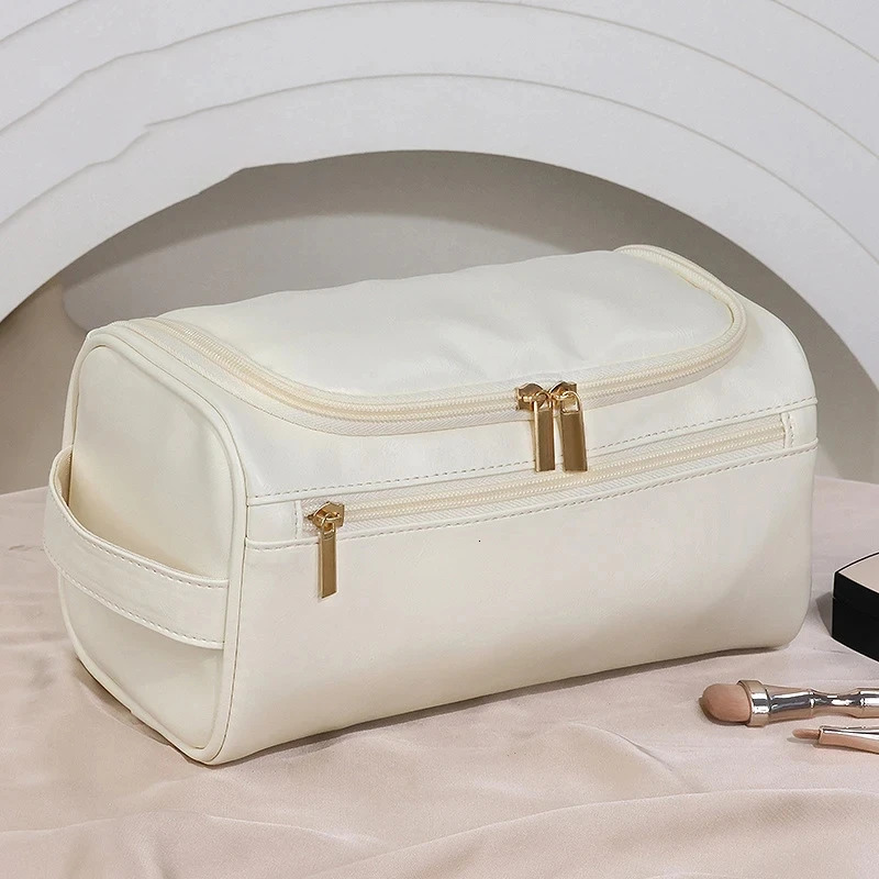 Large-capacity Business Toiletry Bag Out Portable Pu Waterproof Cosmetic Bag Simple Business Trip Travel Handbag Storage Bag 250731