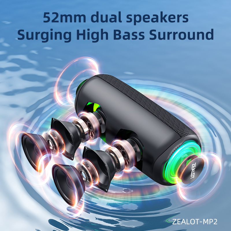 MP2 Outdoor Portable & Home Bluetooth Speaker Multi-Functional IPX5 Waterproof Bluetooth Speaker For Indoor/Outdoor Use.