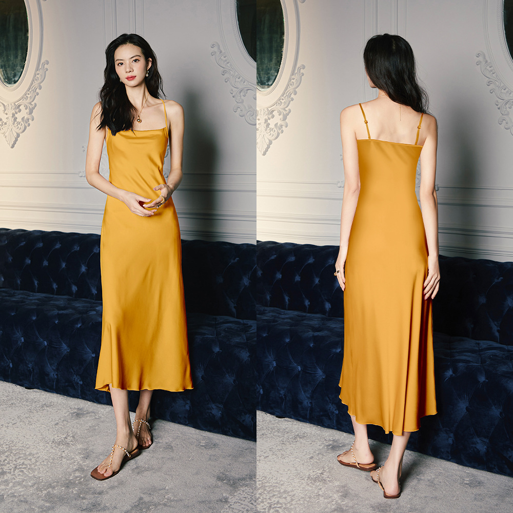 Outfits For Woman Satin and chiffon thin nightgown for ladies, silk camisole with draped neckline