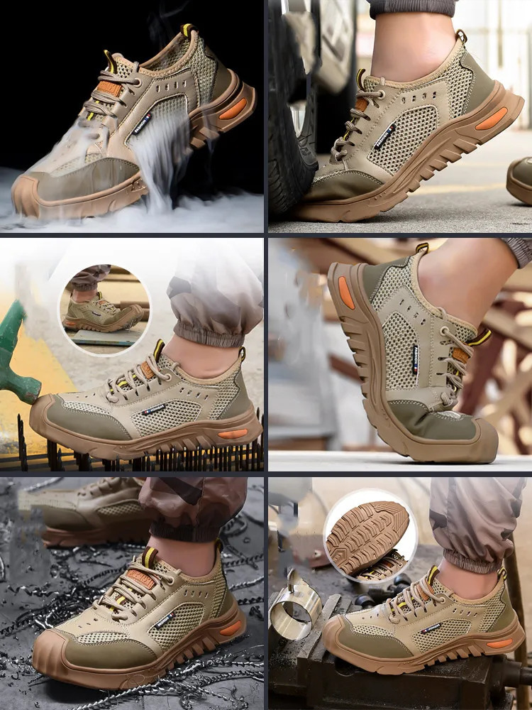 Summer Safety Shoes Men Breathable Work Sneakers Steel Toe Shoes Male Anti-puncture Industrial Shoes Work Safety Boots 250731