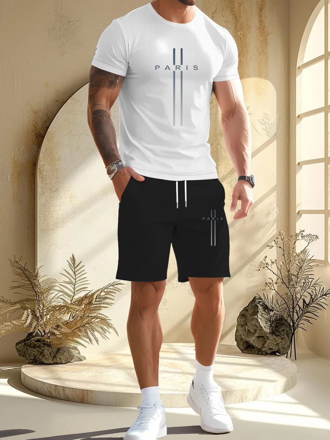 Summer Mens Tracksuit Printing Short Sleeve Shirt Shorts Set for Men Casual Streetwear 2piece Suit 250724